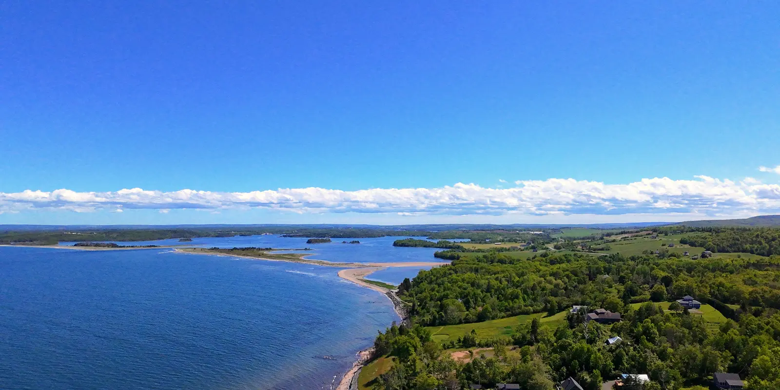 Aerial view of St. Georges Bay and the surrounding Antigonish County coastline